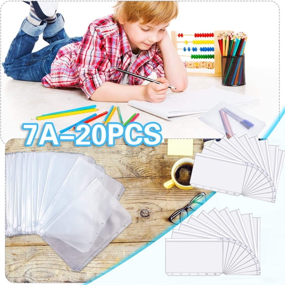 Solivara A7 Binder Pockets Plastic Binder Zip Document Holders Waterproof Loose Leaf