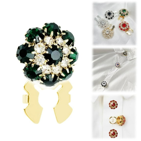 Toolix Buttons Rhinestone Buttons Gold Dark Green