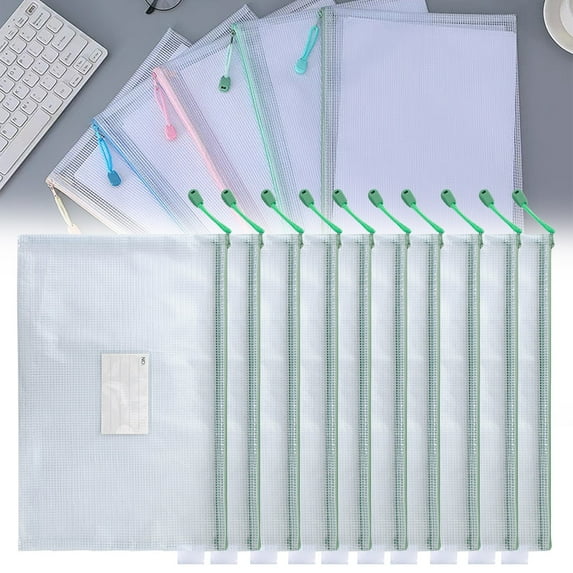 Toolix Clearance! Mesh Zipper Pouch A4 10 Pack Zipper Pouch With Label Pocket Plastic Mesh Zipper Pouch Large Mesh Zipper Pouch Mesh Zipper Pouch Large Zipper Pouch Bags Board Game Storage,G
