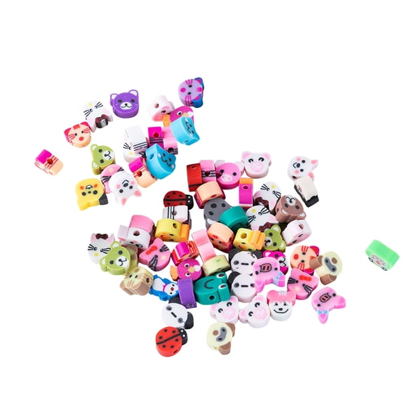 Toolix Clearance Office Supplies under $6 50 Pieces Colorful Soft Pottery Spacer Beads Mixed Charms Beads