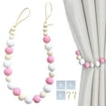 thumbnail image 1 of Toolix Curtain Tiebacks Set Natural Wood Bead Ties Brass Hooks Included Bedroom Decor With 2 Holdbacks, 1 of 9