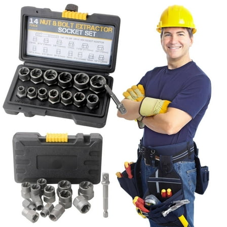 Toolix Drill Bits & Accessories Remover Tool Set 14 Piece Nut Remover Screw Extractor Tool Set ( Box Set)