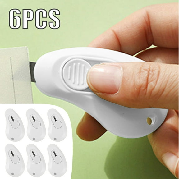 Toolix Egg Shaped Utility Knife Retractable Portable Mini Knife For Wrapping Envelopes Letterbox Cutter With Keychain Holes 6Pack