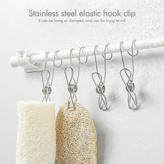 Toolix Hooks 10Pcs Stainless Steel Small Wire Clip Hook With Hanging