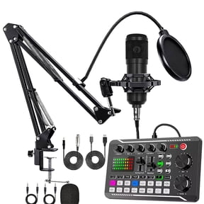 Toolix Live Sound Card With Dj Mixer Effects & Voice Changer Audio Mixer Sound Mixer Board LED Light Voice Changer Sound Card With Multiple Sound Effects For Live Streami