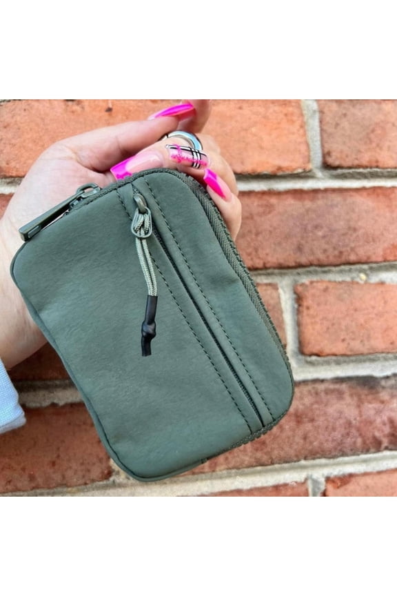 Needle and Thread Kit Women'S Portable Nylon Keychain Wallet Army Green