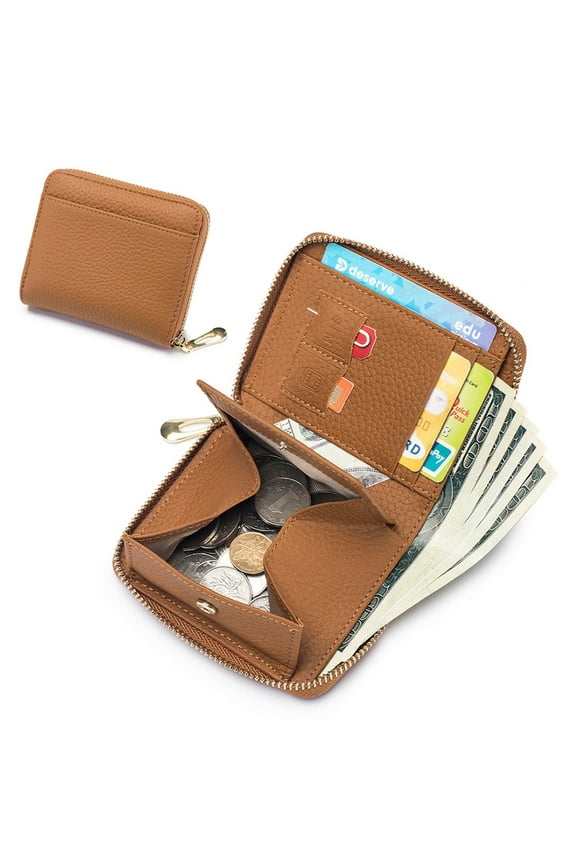 Needle and Thread Kit Women's Wallet RFID Blocking Mini Pocket Purse Card Holder Purse With Zipper Pocket Ladies Credit Card Holder