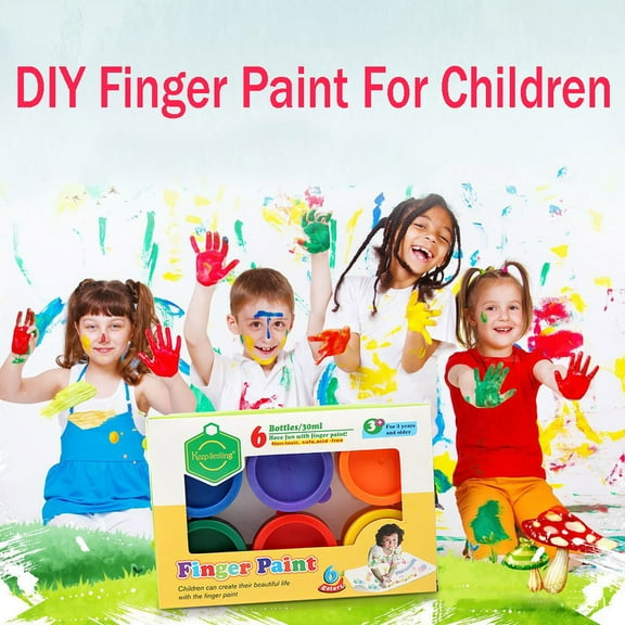 Toolix Office&Craft&Stationery 6 Colors/Large Box (30Ml Per Small Box) Finger Paint Children'S Intelligence Development Diy Painting Graffiti Paint