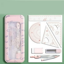 Toolix Compasses Set Geometry Tool 8 Pieces Ruler Pencil Set Geometry Protractor Math Drawing Tools School Math Stationery For Boys Girls Set Protractor