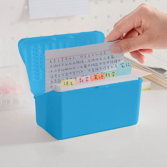 Toolix Office&Craft&Stationery Desktop Storage Box Plastic Card Box Flip-Top Index Card Holder Note Card Box Recipe Photo Business Card Box 2Pc Blue C