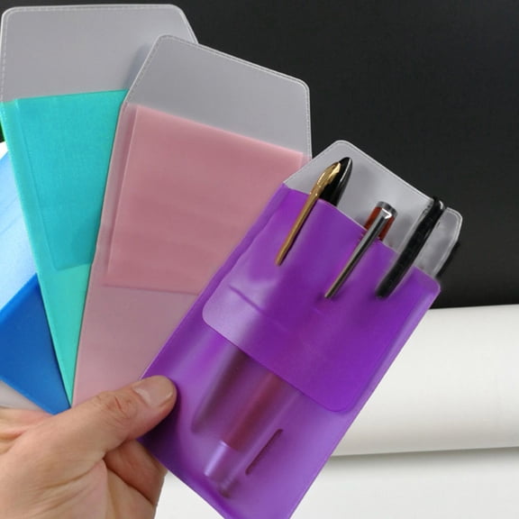 Toolix Stationery Bag Colorful Pencil Case Pvc Pencil Case Pen Holder Pocket 5 Purple Green Pink White Blue