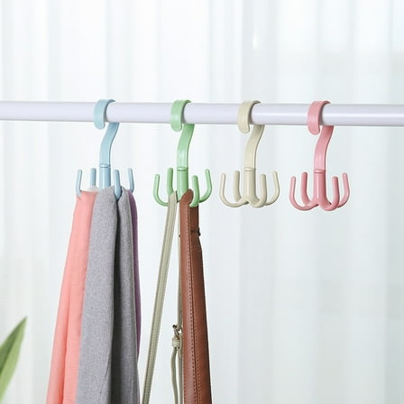 Toolix Utility Hooks Belt Hangers For Closet 360 Rotating Scarf Tie Rack 4 Colors Handy 4PCS Hooks