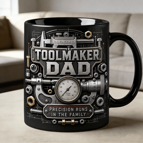 Toolmaker Dad Accent Mug Precision Tools Coffee Mug Father’s Day Gift for Dad