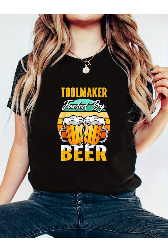 Toolmaker Fueled By Beer - Funny Beer Lover Toolmaker Gift T-Shirt