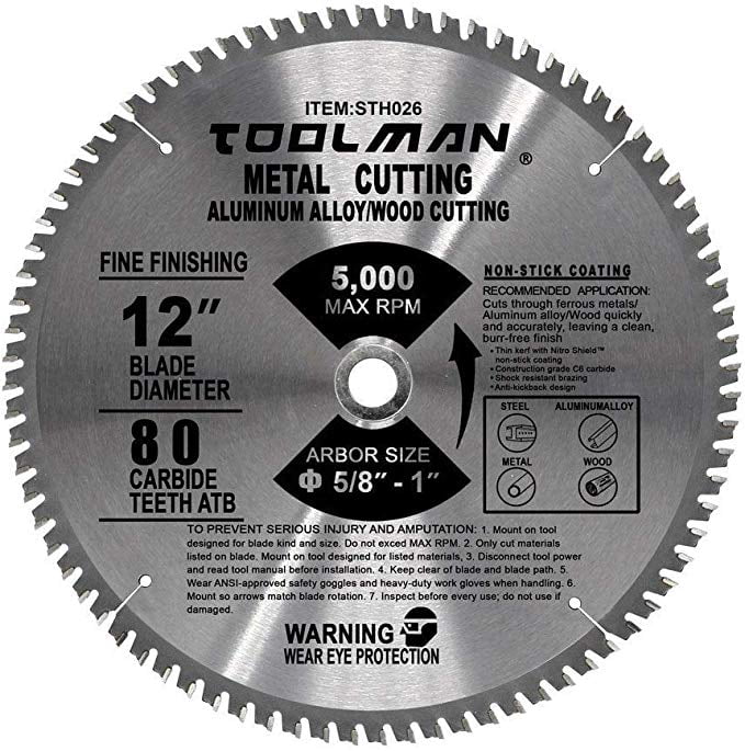 Toolman 12'' 80T Circular Saw Blade Premium For metal, aluminum, wood, steel cutting STH026