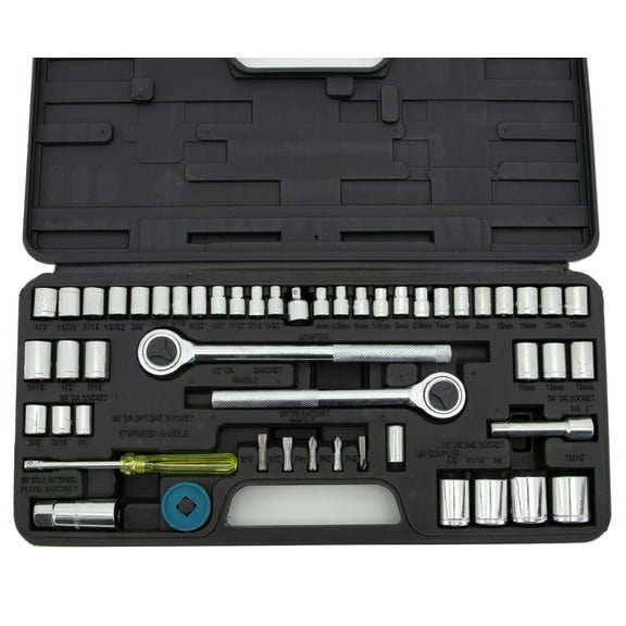 Toolmart Tru Forge 52-Pc. Combo Socket Set 1/4in., 3/8in. and 1/2in. Drive, SAE and Metric, Model# 10103