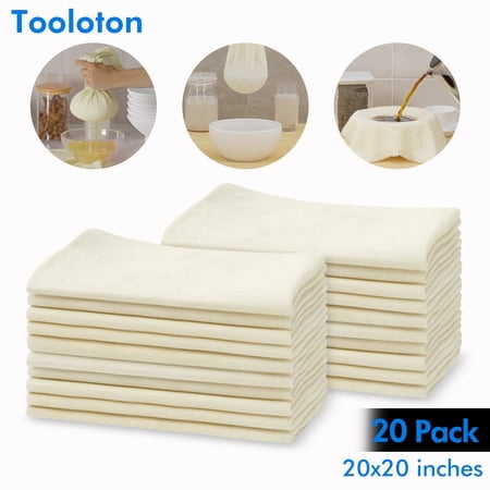 Tooloton 20 PCS Reusable Cheesecloth, 20x20 Inch, 100% Cotton Unbleached