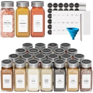 Tooloton 24 Pcs Spice Jars, 374 Spice Labels, 386 Round Labels, 1 Collapsible Funnel and 1 Pen