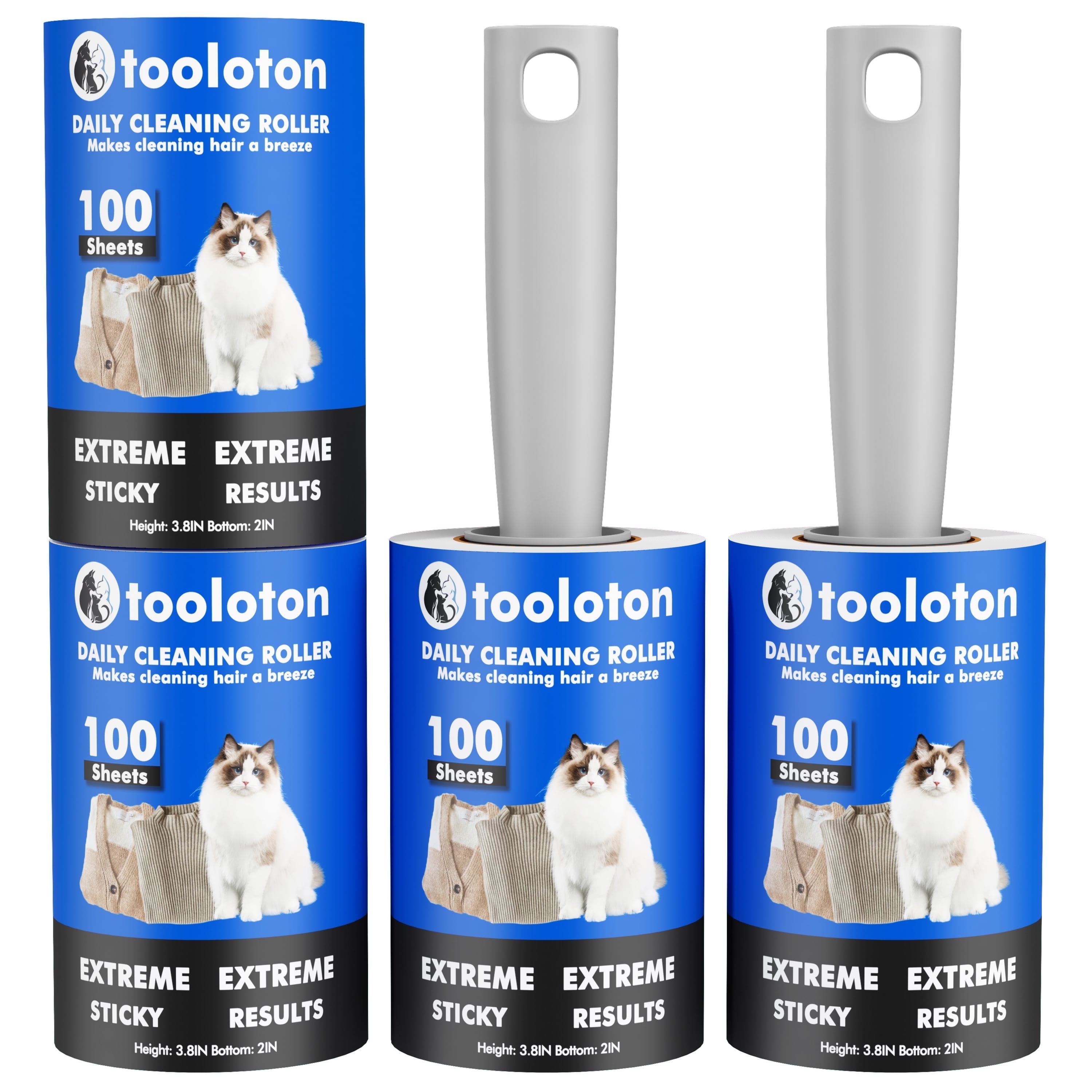 Walmart Deal of Tooloton Extra Sticky Lint Roller, 4-Pack, 400 Sheets Total, Hair Refill, Ideal for Travel