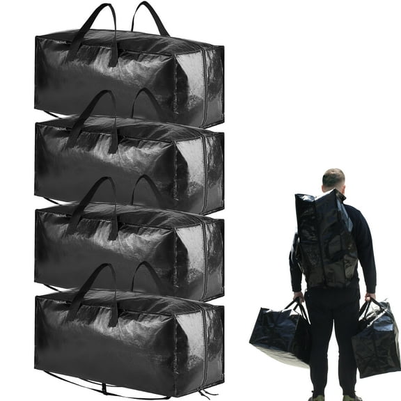 Tooloton Heavy Duty Moving Bags, Extra Large, Black (4 Pack)