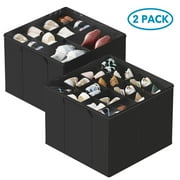 Tooloton Adjustable Dividers Shoe Organizer for Closet, Compact Storage, Fits 16-32 Pairs, Black, 2 Pack