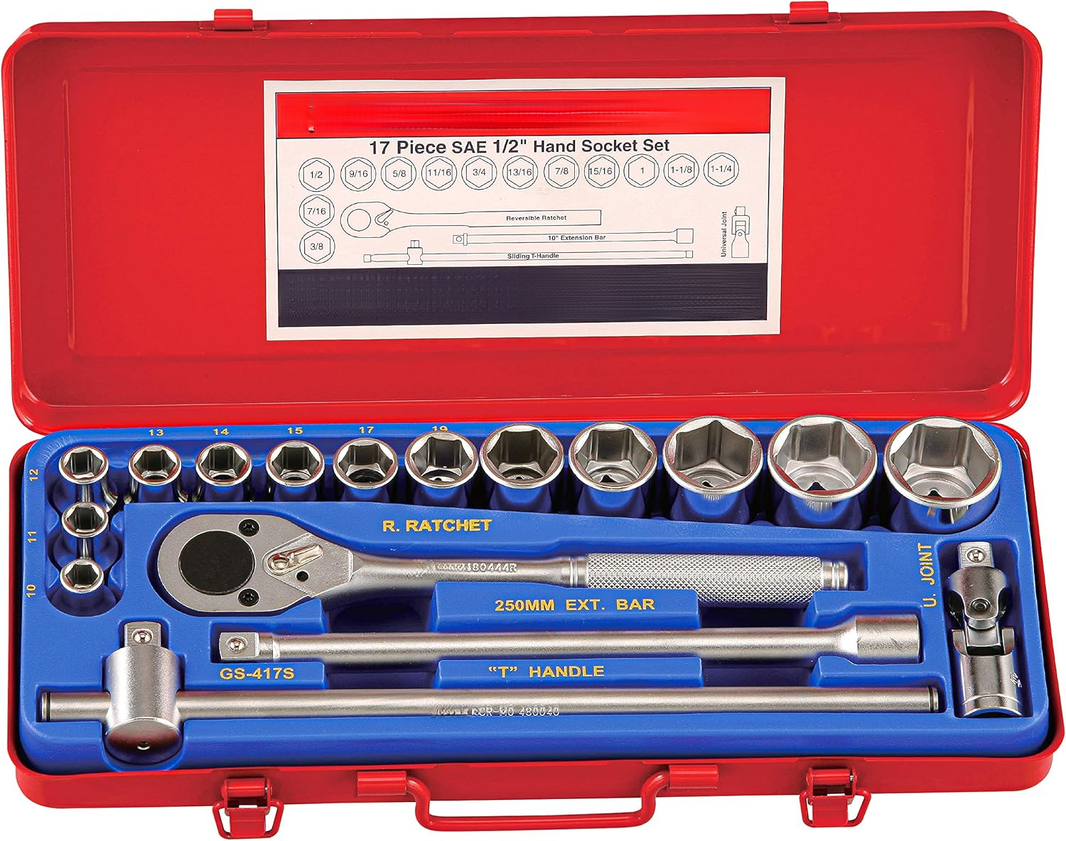Tools 17 Piece 1/2" Hand Socket Set GS-417S - Walmart.com