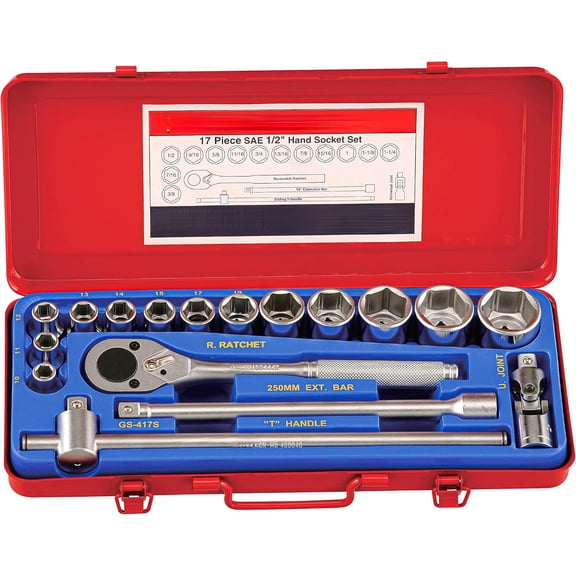 Tools 17 Piece 1/2" Hand Socket Set GS-417S