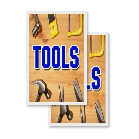 Tools (2-PACK) 24" x 36" Vinyl Decals | Sign Insert Peel & Stick Decals Stickers Window Signs