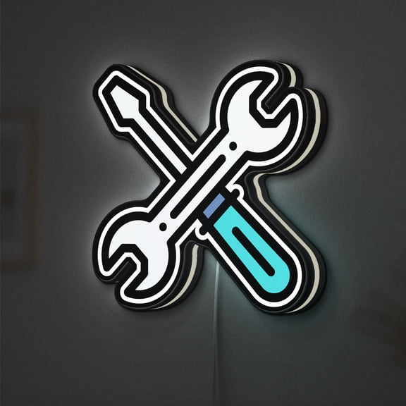 Tools 3D Novelty Light Box, Practical Garage Decor for Mechanics and Home Repair Spaces (Width 8 inch, 20cm)