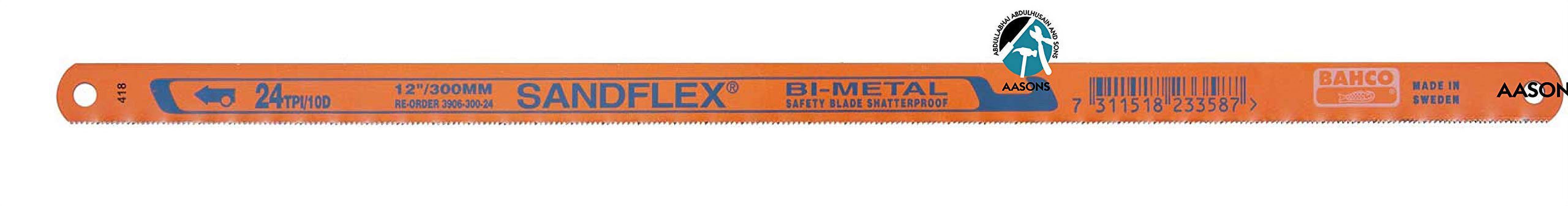 Bahco 3906 300 24 10P 24TPI Sandflex Bi Metal Hacksaw Blades 300mm Pack of 10 Bahco 3906 300 24 10P 24TPI Sandflex Bi Metal Hacksaw Blades 300mm Pack of 10