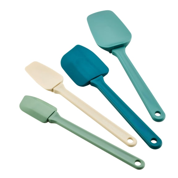 Tools And Gadgets Kitchen Utensil Set Small Medium Spatulas Scooped Spoonulas 4 Piece - Multi-color Sage Almond Agave Marine Blue