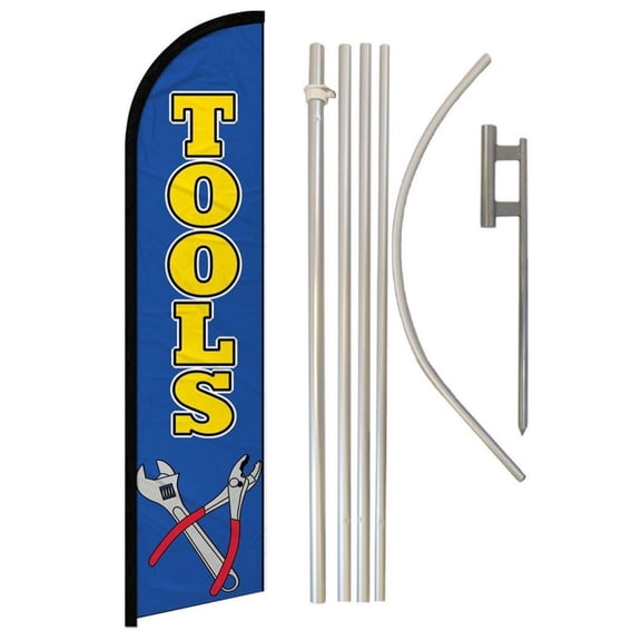 Tools (Blue) Windless Banner Flag & Pole Kit