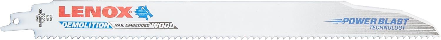 Tools Demolition Reciprocating Saw Blade with Power Blast Technology, Bi-Metal, 12-inch, 6 TPI, 5/PK