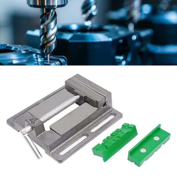 Tools Drill Press Vise Metal Drill Press Vice Workbench Drill Vise Clamp with 2 Pieces Magnetic Vise Pads Multi Grooved Pads Set for Daily Working Supply (4 Inch)