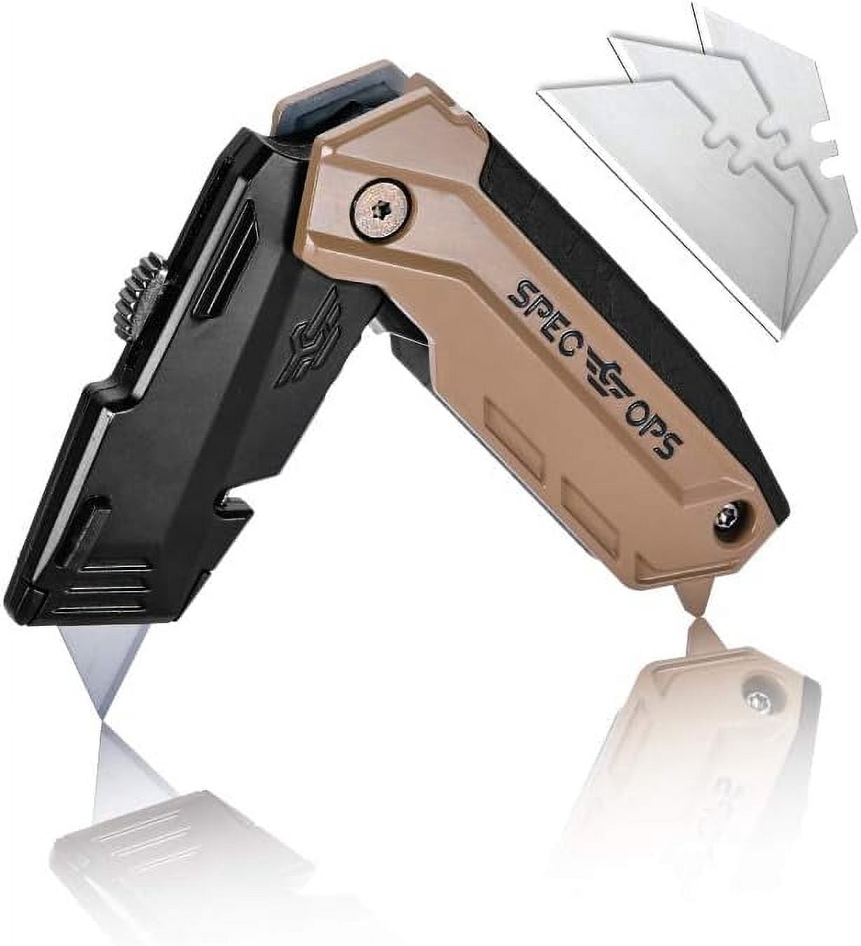 Tools Folding Utility Knife with Retractable Blade, Includes 3 Extra Blades in Handle Storage, 3% Donated to Veterans