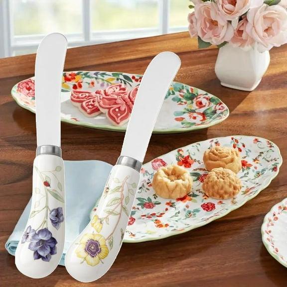 [Tools & Hardware] A Set of 2 Pcs Stainless Steel Butter Knives,Butter Spreading Knives with Ceramic Handle for Kitchen And Catering Use