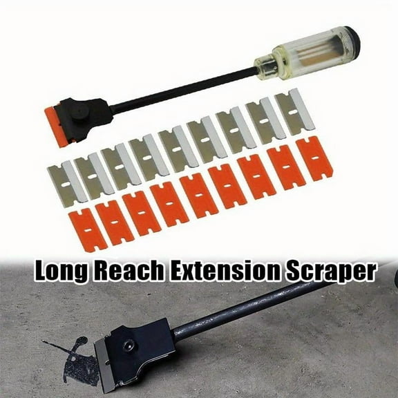[Tools & Hardware] A Set of 21 Pcs Scraper Kit,Including 12" Long Reach Extension Sticker Scraper with 10 Pcs Double Edged Plastic Razor Scraper Blades and 10 Pcs Carbon Steel Razor Scraper Blades