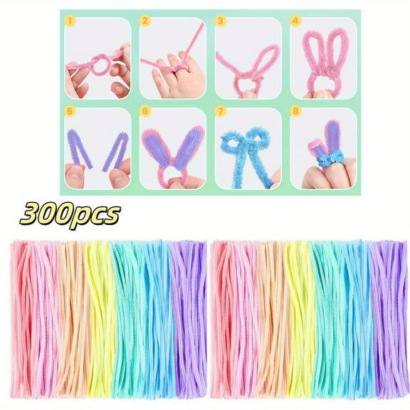 [Tools & Hardware] A Set of 300Pcs Thick Pipe Cleaners Craft Supplies,7 Assortment Pastel Macaron Color Chenille Stems for Art and Craft Projects Creative DIY Decorations