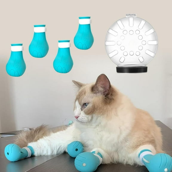 [Tools & Hardware] A Set of 5 Pcs Adjustable Cat Grooming Kit with Bubble Mouth Cover & Nail Trimming Boots,Anti-Bite,Scratch-Resistant,Transparent PC Material,Includes 4 Soft Silicone Finger Cots