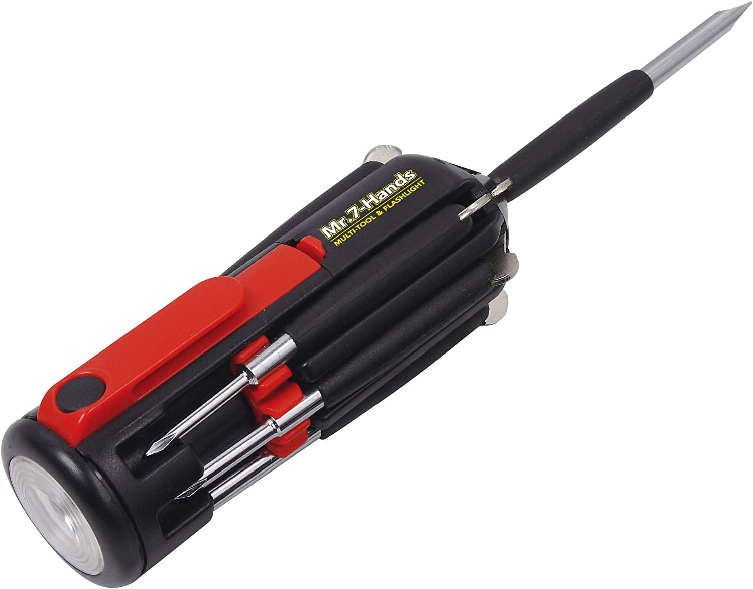 Tools Original Mr. 7-Hands, Multi Hand Tool, All In One Patented , 8 s in 1 Tool with Worklight and Flashlight - Red - DT1719