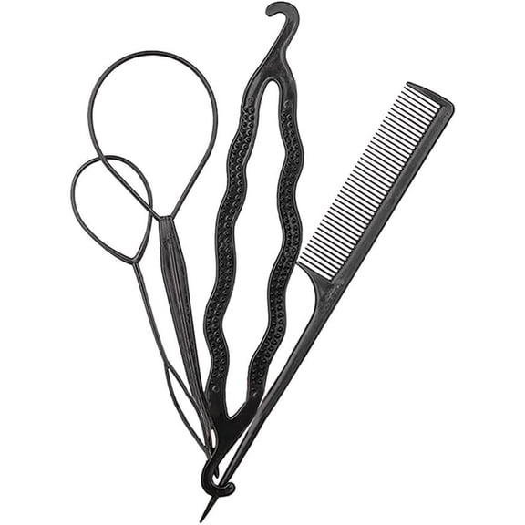 Tools Styling Braid Clip Tool 4pcs Tail Hair Ponytail Styling Maker Hair Care Bread Beauty Scalp (Black, One Size)