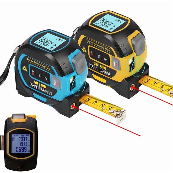 Tools Tape Measure 3in-1 Laser Digital Measuring Tape Ruler-LCD Backlight 5M/16Ft Tape,Laser 40m/131Ft Rangefinder,Crosshairs Markings,Data Storage,Durable ABS Case