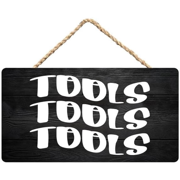 Tool Theme Sign Tools-Themed Wooden Hanging Sign - 12 x 8 Inch Home Door Bedroom Decor ...