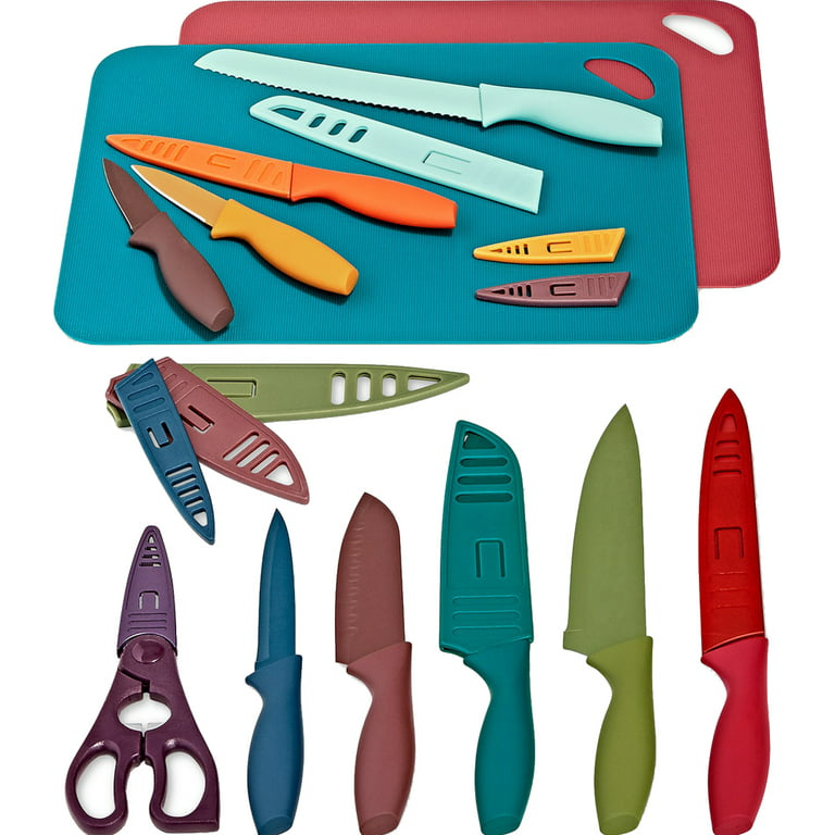 Emojoy 22-Piece Kitchen Knife Set with Block, Include 2-pair Chef
