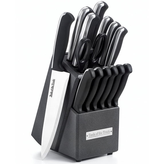 Tools of the Trade All-inclusive 15-Piece Imported Cutlery Set with Shears and Knife Block