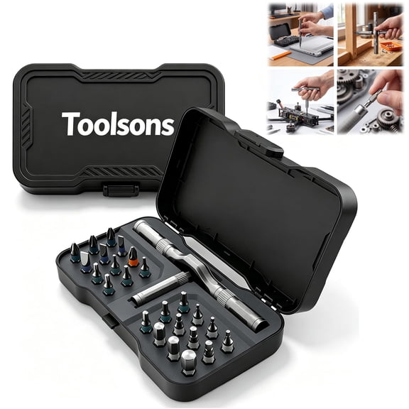 Toolsons 24-in-1 Magnetic Screwdriver Multi Tool Set T-Handle Ratchet Flexible Shaft Portable Storage Case for Household Repair