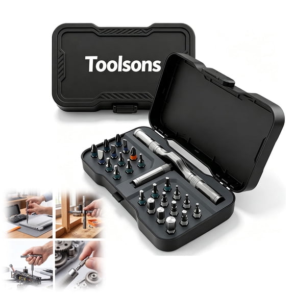 Toolsons 24-in-1 Magnetic Screwdriver Set with T-Handle Ratchet, Flexible Shaft, Ergonomic Grip – Portable Case for Home Repairs & DIY