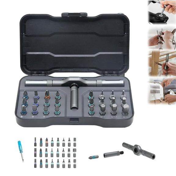 Toolsons Multi Tool Set,24 In 1 Magnetic Ratchet Screwdriver Set,Multi Tool Set,24-in-1 Magnetic Screwdriver Set with T-Handle Ratchet, Flexible Shaft, Ergonomic Grip, Portable Case(Black)