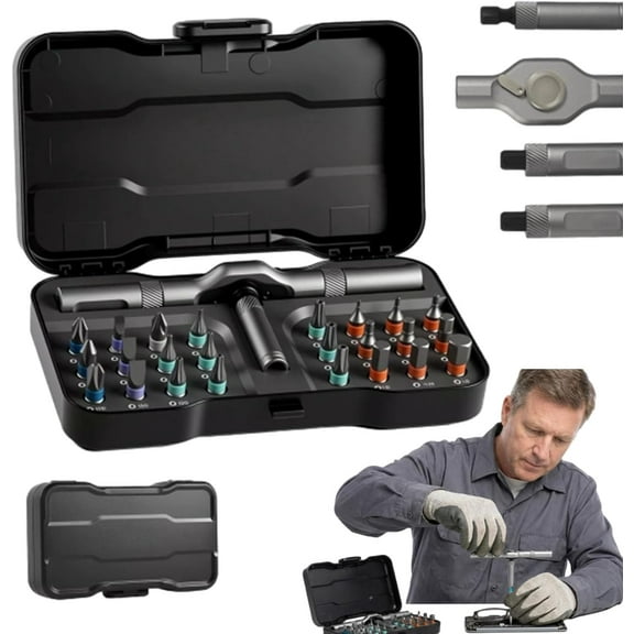 Toolsons Multitool Set, 24-in-1 Magnetic Screwdriver Kit with Multi Bits, Detachable Ratchet Handle & Compact Multifunctional Toolbox