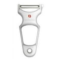 thumbnail image 1 of Toolswiss Y Shaped Vegetable Peeler | Extra Sharp Stainless-Steel Blade, Thick Plastic Handle, Ergonomic and Easy to Grip, For Most Fruits and Vegetables, Made in Switzerland, Dishwasher Safe, White, 1 of 1